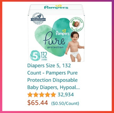 Pampers Pure Protection Disposable Baby Diapers, Diapers Size 5, 132 Count, 