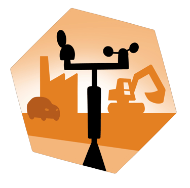 Logo de mesure de qualité de l'air pour la pollution des transports, de l'industrie et de chantier