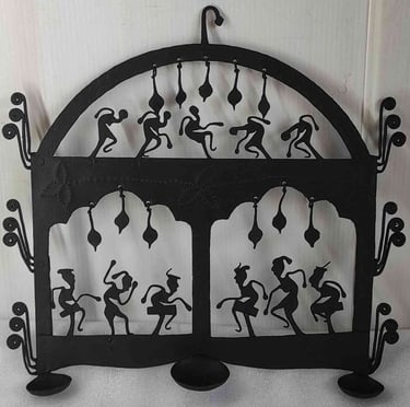 "Iron hanging oil lamp with ethnic chain design–artistic tribal piece-for foreign trade"