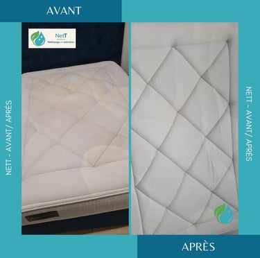 Comparaison nettoyage matelas avant/après par NetT dans une chambre à Toulouse