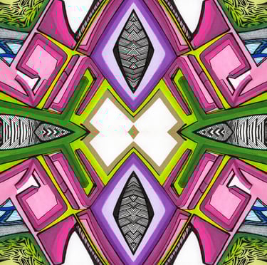a colorful abstract art print of a colorful abstract painting of a house
