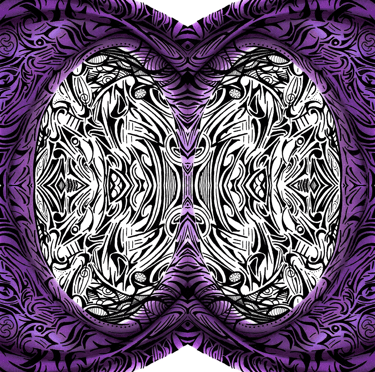 a heart shaped abstract design with a purple background