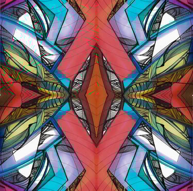 a colorful abstract art piece of a stained glass window