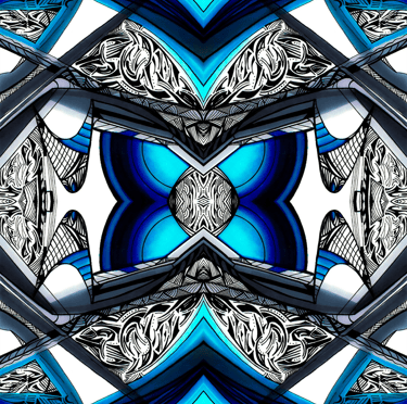 a blue and white abstract photograph of a blue and white background