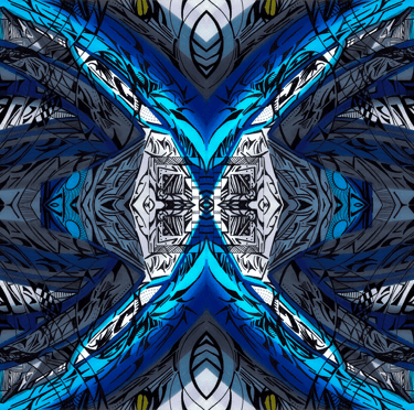 a blue and white abstract pattern with a blue and white background