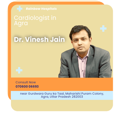 A graphical representation highlighting Dr. Vinesh Jain as the Best Cardiologist in Agra.