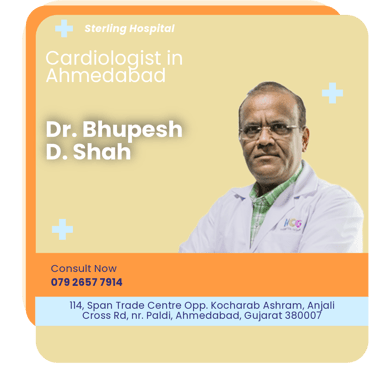 A graphical representation highlighting Dr. Bhupesh D. Shah as the Best Cardiologist in Ahmedabad.