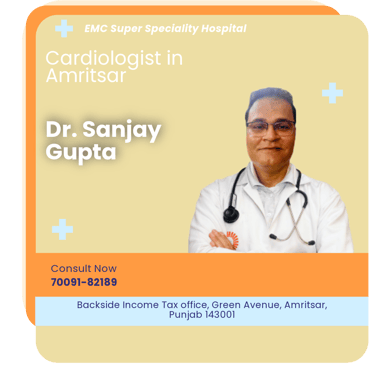 A graphical representation highlighting Dr. Sanjay Gupta as the Best Cardiologist in Amritsar.