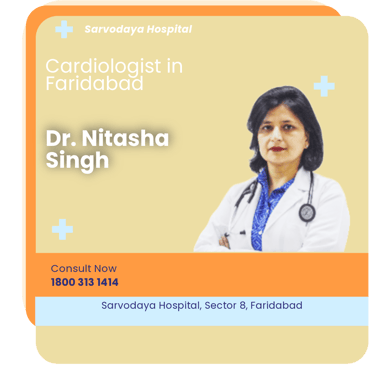A graphical representation highlighting Dr. Nitasha Singh as the Best Cardiologist in Faridabad.