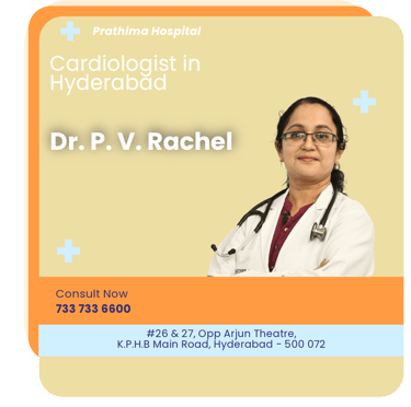 A graphical representation highlighting Dr. P. V. Rachel as the Best Cardiologist in Hyderabad.