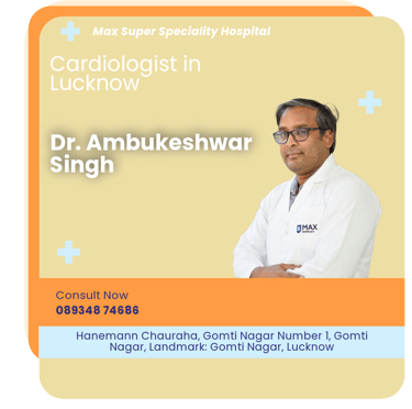 A graphical representation highlighting Dr. Ambukeshwar Singh as the Best Cardiologist in Lucknow.