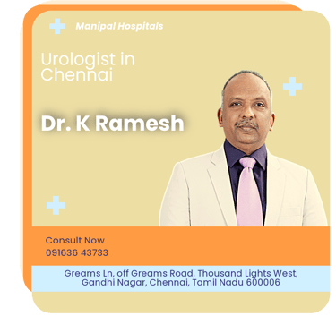 A graphical representation highlighting Dr. K Ramesh as the Best Urologist in Chennai.