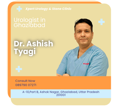 A graphical representation highlighting Dr. Ashish Tyagi as the Best Urologist in Ghaziabad.
