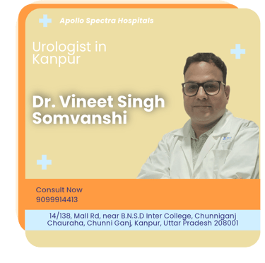 A graphical representation highlighting Dr. Vineet Singh Somvanshi as the Best Urologist in Kanpur.
