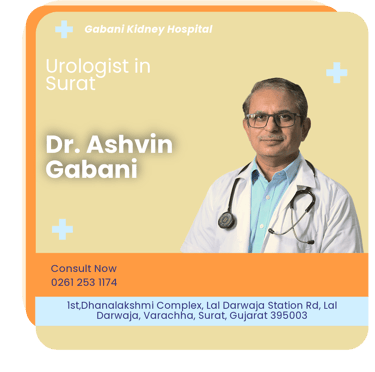 A graphical representation highlighting Dr. Ashvin Gabani as the Best Urologist in Surat.