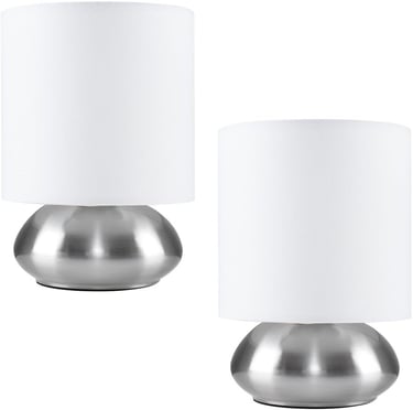 a pair of lamps with a white lamp