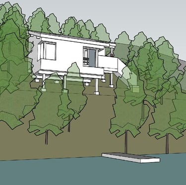 Rendered design image of a cottage on Georgian Bay.