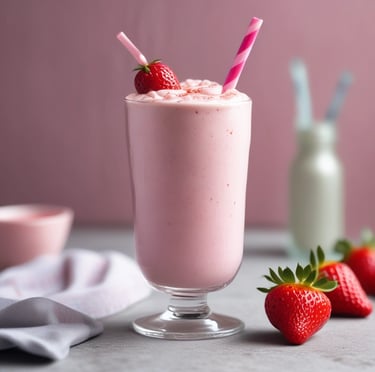 um copo de milk shake de morango