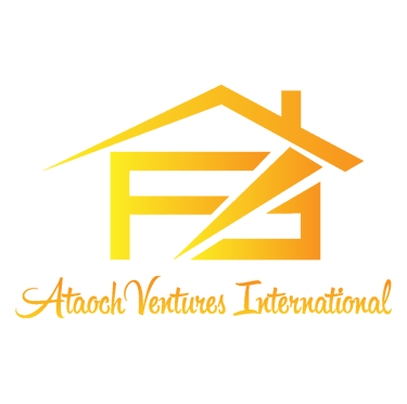 Ataoch Ventures International real estate logo featuring a gold house roof icon on a black background.