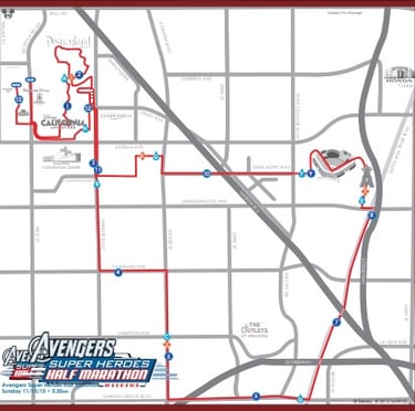 2015 runDisney Avengers Half Marathon Course Map