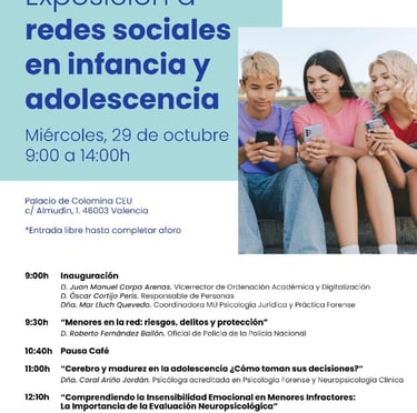 “Exposición a redes sociales en infancia y adolescencia” 🗓 Miércoles, 29 de octubre ⏰ De 9:00 a 14
