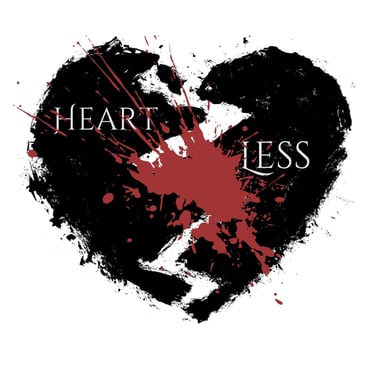 a heart shaped piece of art with a blood splattered heart
