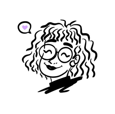 Dibujo estilo caricatura de Blanca, representando su personalidad creativa y estilo artístico.