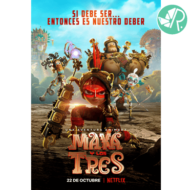 Portada y calificación de la película Maya y los Tres.