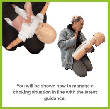images of different choking techniques for a baby and a child