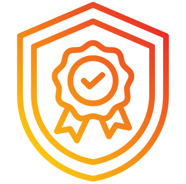 a badge with a medal with a check mark inside