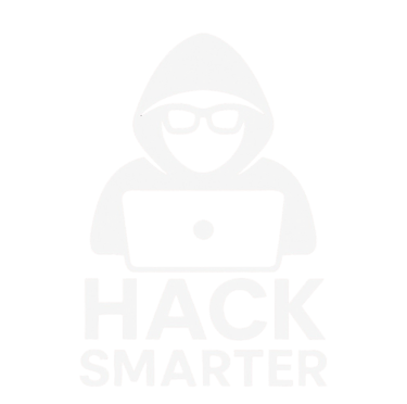 Hack Smarter logo - hacker in a white hoodie - the best way to practice cyber skills online