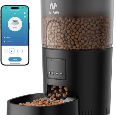 IMIPAW Automatic Cat Feeder, 5G WiFi Cat Food Dispenser with APP Remote Control, Pet Dry Food Smart 