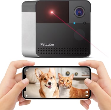 Petcube Play 2 Wi-Fi Pet Camera with Laser Toy for Cats & Dogs, 1080P HD Video, 160° Full-Room View