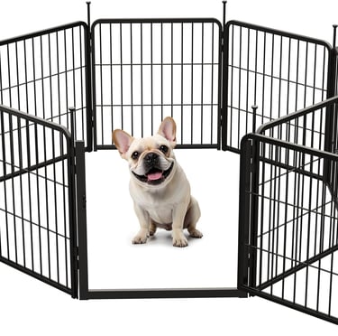 SunsGrove Dog Playpen with Wide Door, 24 inch 8 Panels Rust-Proof Pet Fence for Yard, RV & Camping