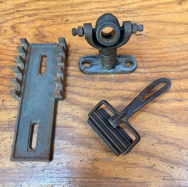 Various objects on the workbench of an assemblage artist, image 2.