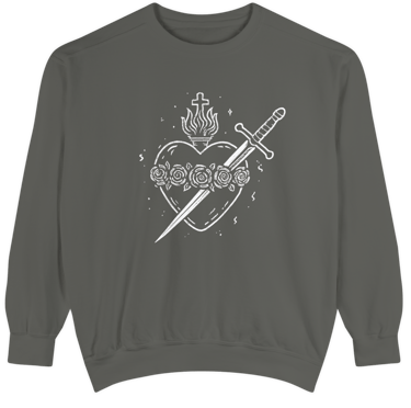 Garment Dyed Sweatshirt, Front and back Design. Co-Redemptrix. Co-Mediatrix.