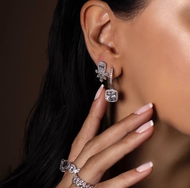 1 Carat Round Drop Diamond Earrings