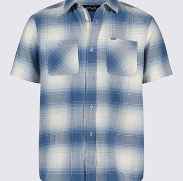 short sleeve blue plaid shirt