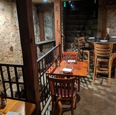 Seating next to the opening of the Blue Lead Mine Shaft