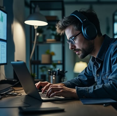 a man s is sitting at a desk working on intelligence estimates