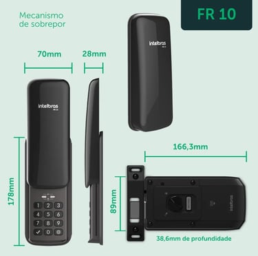 Fechadura Digital de Sobrepor com Senha FR 10 Preto Intelbras