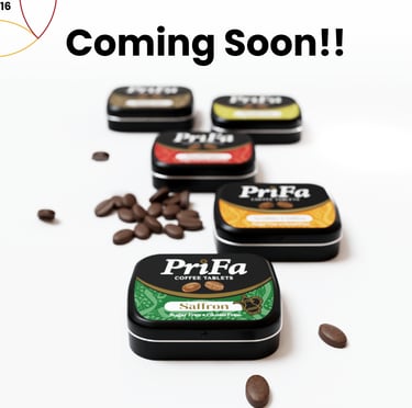 a group of coffee beans and coffee beans in a tin tin