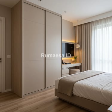 lemari pakaian custom dengan pintu sliding
