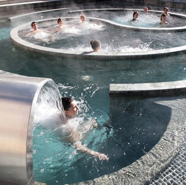 luxury longevity resort with outdoor thermal experience