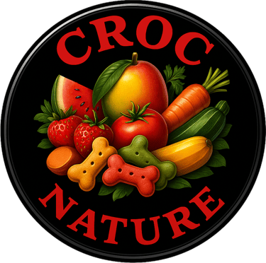 a crock of fruit and vegetables with the words croc nature