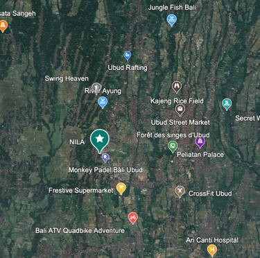 Villa Oraya’s location map in Bali, developed by Vision Immo Bali