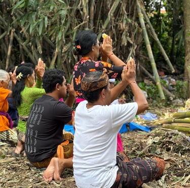 Ceremonial start of construction for Villa Oraya, led by Vision Immo Bali in Ubud, Bali