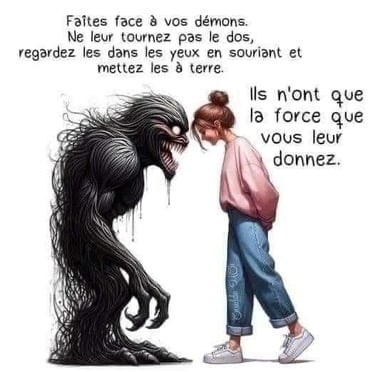 Santé mentale au travail un monstre face à une jeune fille qui résiste