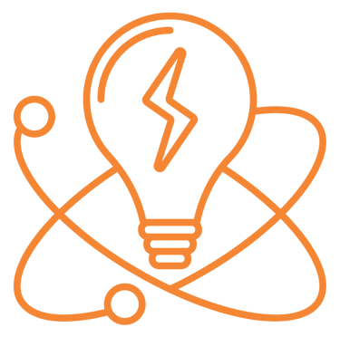 Icon of a light bulb with a lightening bolt