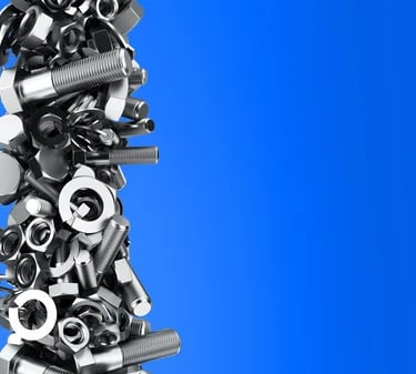 bir dizi farklı tipte somun ve cıvata